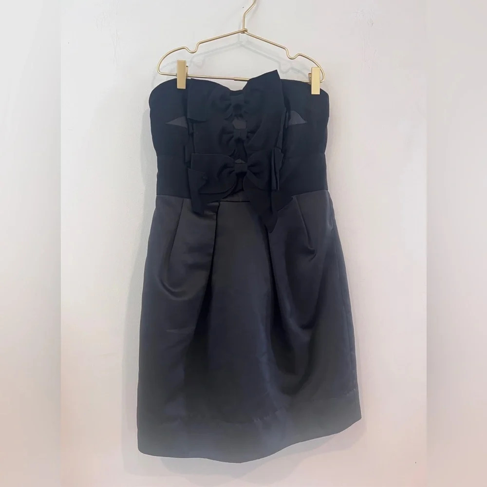 Phoebe Couture Black Strapless Party Dress